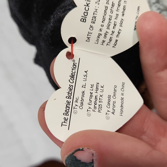 🕸Vintage Blackie Bear Ty Beanie Baby Original 1993 Series - Picture 8 of 10